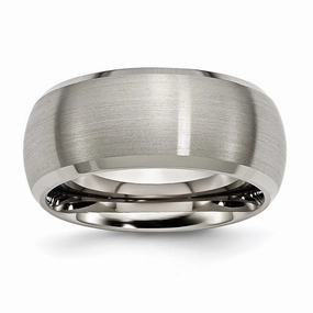Titanium Beveled Edge 10mm Satin and Polished Band | TB113