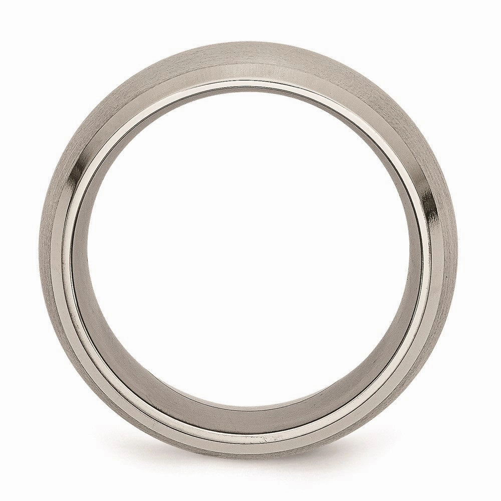 Titanium Beveled Edge 10mm Satin and Polished Band | TB113