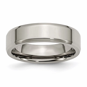 Titanium Beveled Edge 6mm Polished Band | TB156