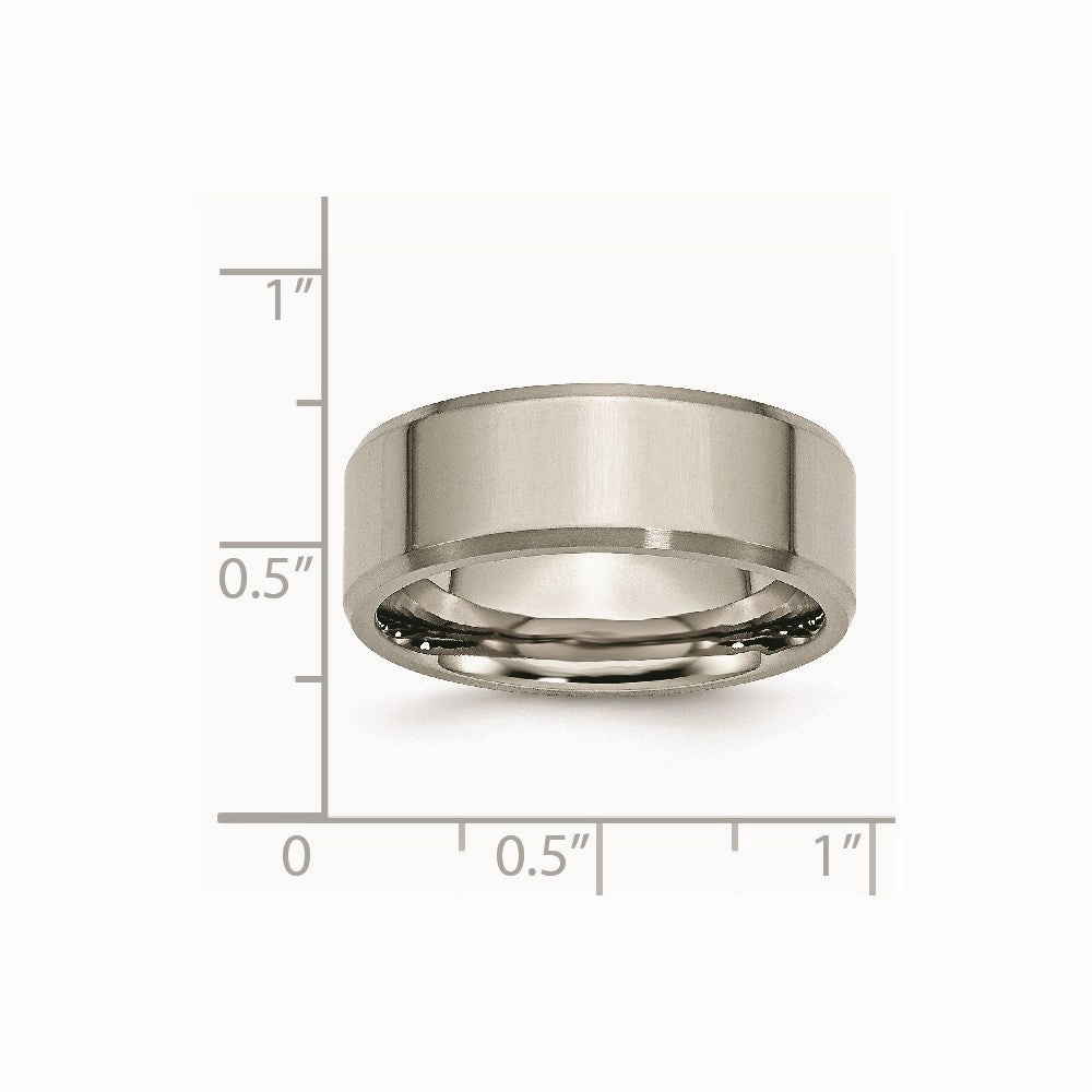 Titanium Beveled Edge 8mm Brushed and Polished Band | TB112