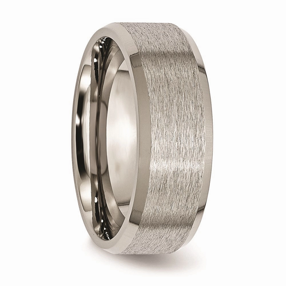 Titanium Beveled Edge 8mm Satin and Brushed Band | TB13