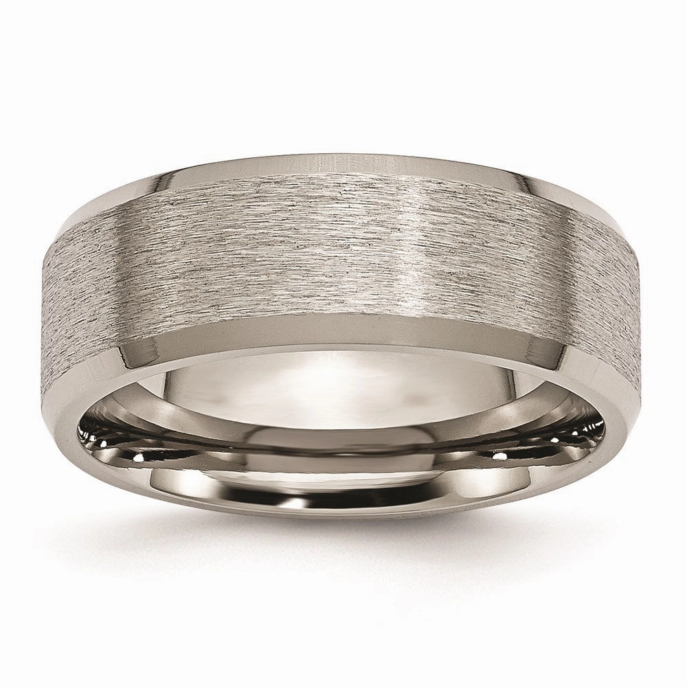 Titanium Beveled Edge 8mm Satin and Brushed Band | TB13