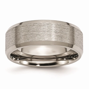 Titanium Beveled Edge 8mm Satin and Brushed Band | TB13