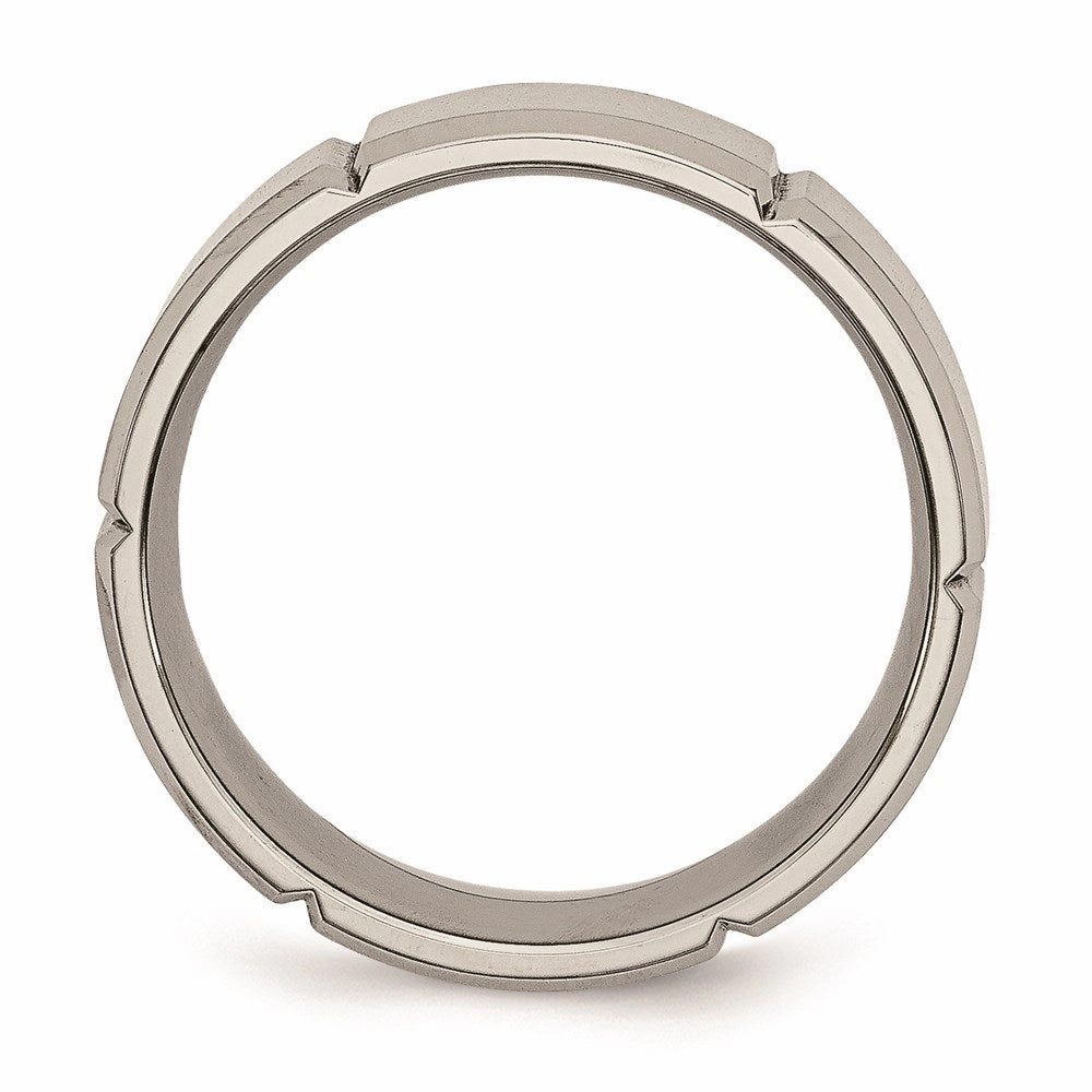 Titanium Beveled Edge Grooved 8mm Brushed and Polished Band | TB76