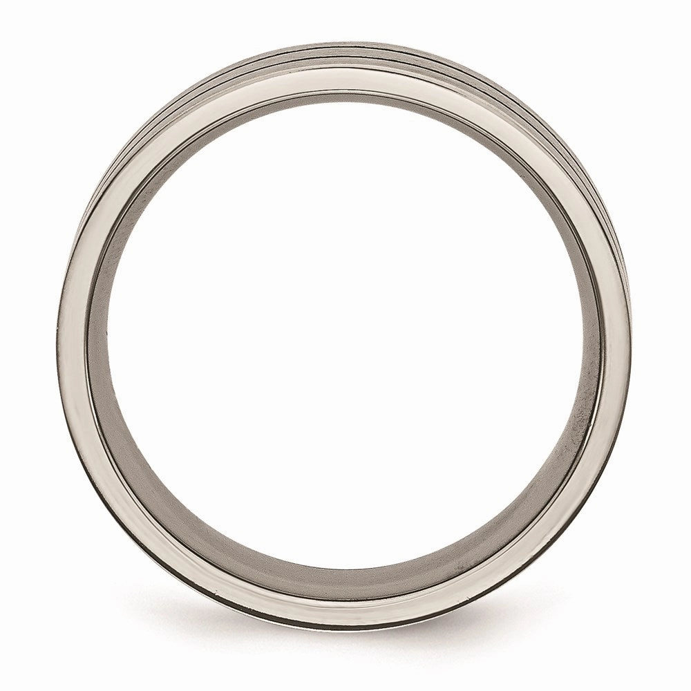 Titanium Black Enamel Flat Grooved 7mm Brushed Band | TB150