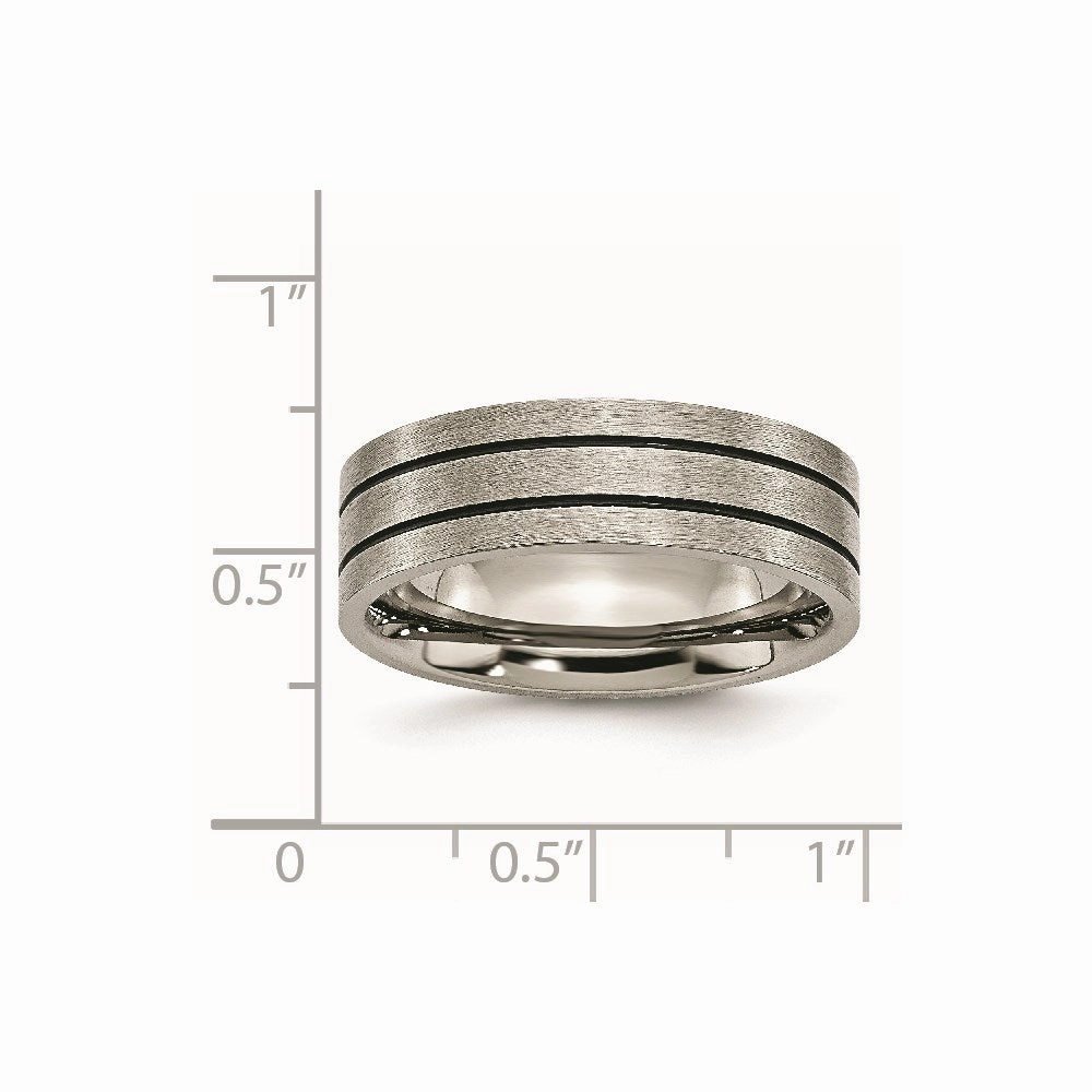 Titanium Black Enamel Flat Grooved 7mm Brushed Band | TB150
