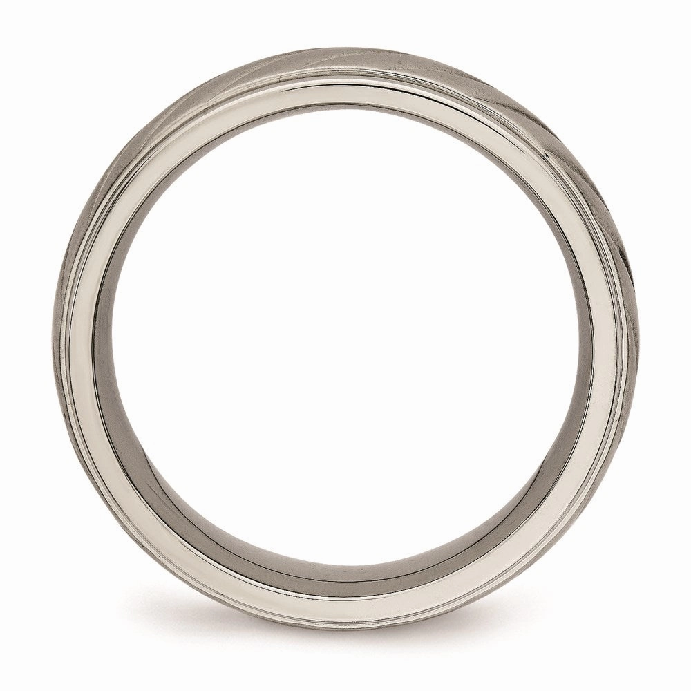 Titanium Brushed and Polished Grooved Ring | TB452