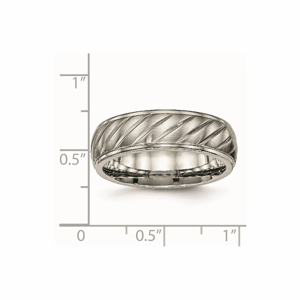 Titanium Brushed and Polished Grooved Ring | TB452