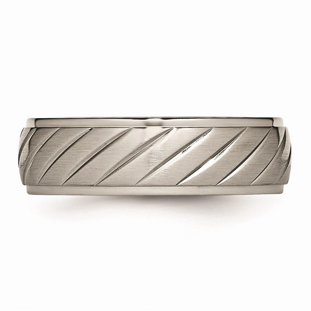 Titanium Brushed and Polished Grooved Ring | TB452