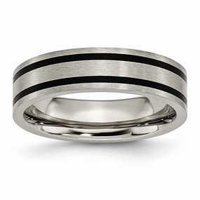 Titanium Brushed Enameled Flat 6mm Band | TB344