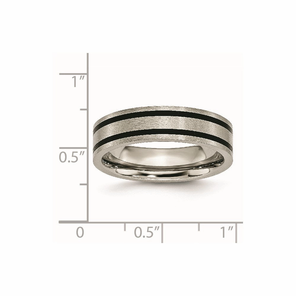 Titanium Brushed Enameled Flat 6mm Band | TB344