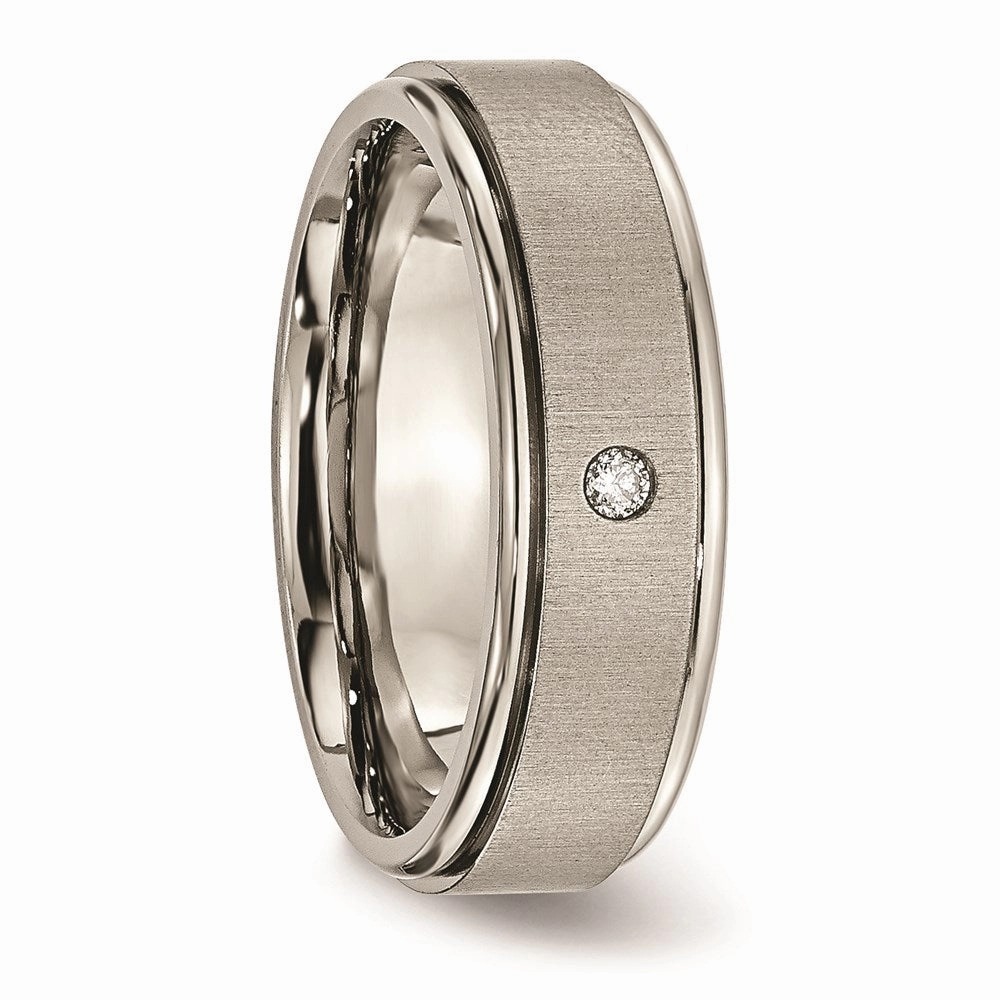 Titanium Brushed/Polished 0.05ct. Diamond Rounded Edge Band | TB432A