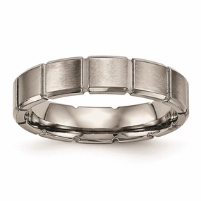 Titanium Brushed/Polished Grooved Ring | TB486