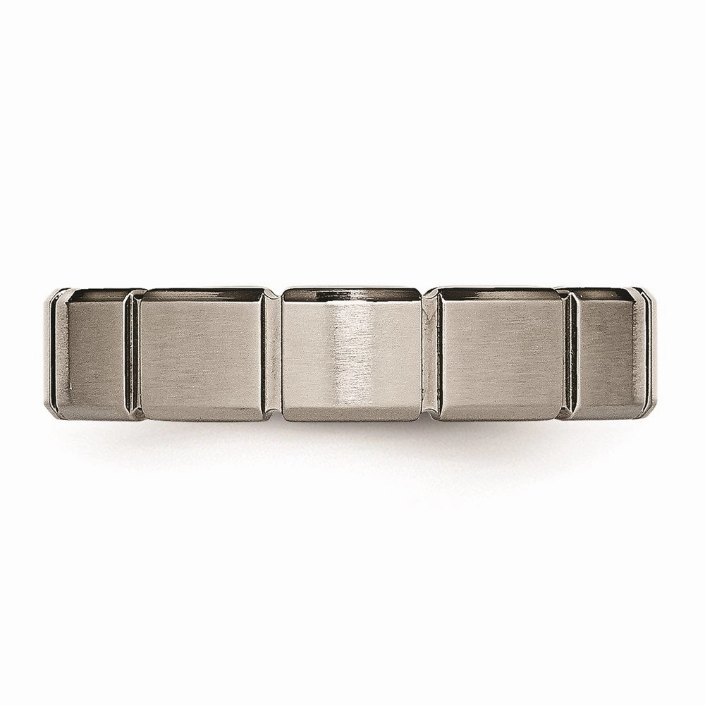 Titanium Brushed/Polished Grooved Ring | TB486