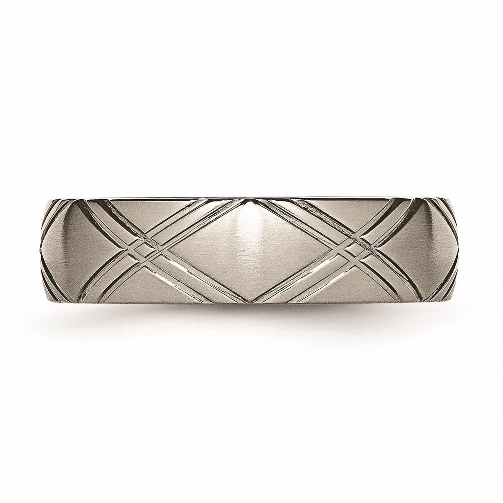 Titanium Criss-cross Design 6mm Brushed and Polished Band | TB192