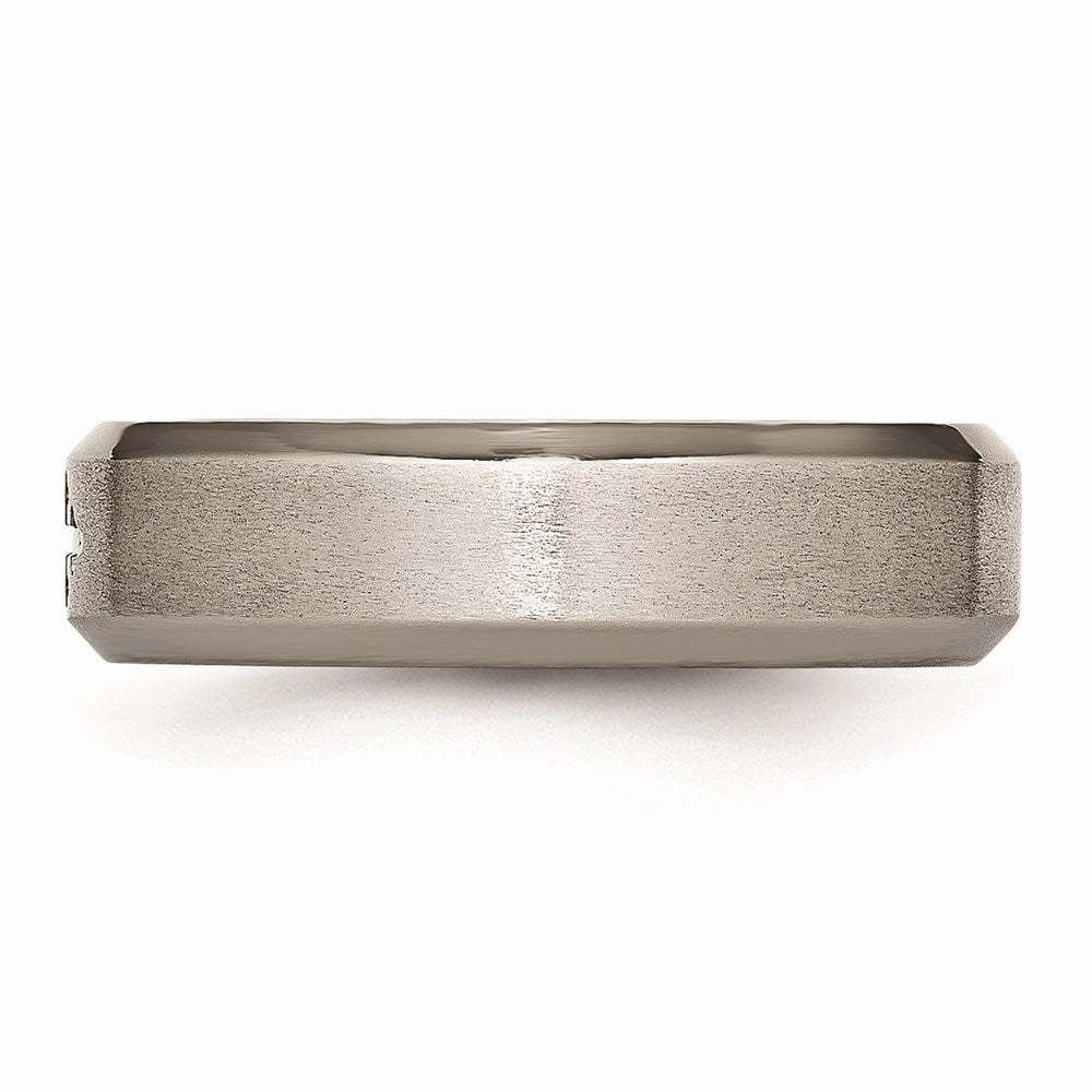 Titanium Cross Design 6mm Satin Beveled Edge Band | TB334