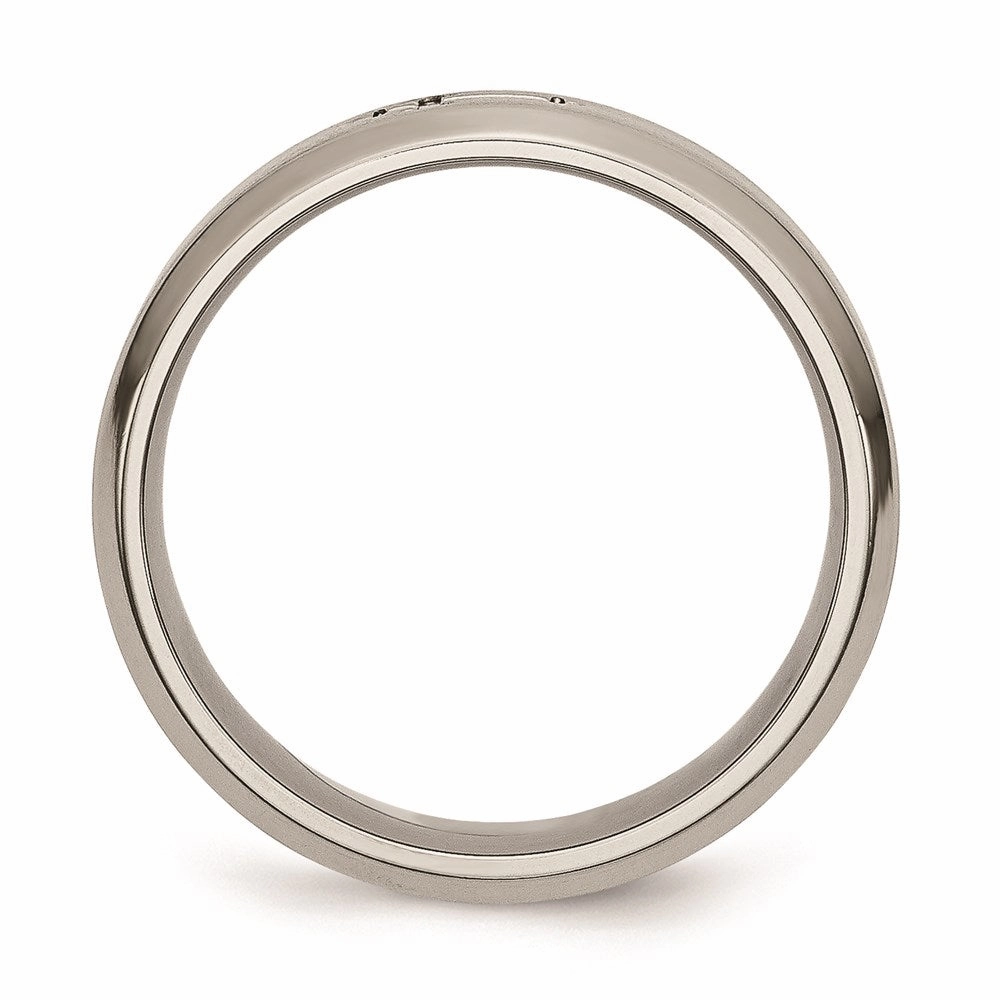 Titanium Cross Design 6mm Satin Beveled Edge Band | TB334