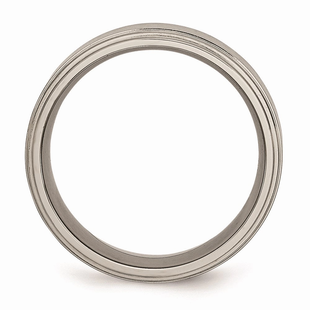 Titanium Double Step Ridged Edge 8mm Satin and Polished Band | TB161