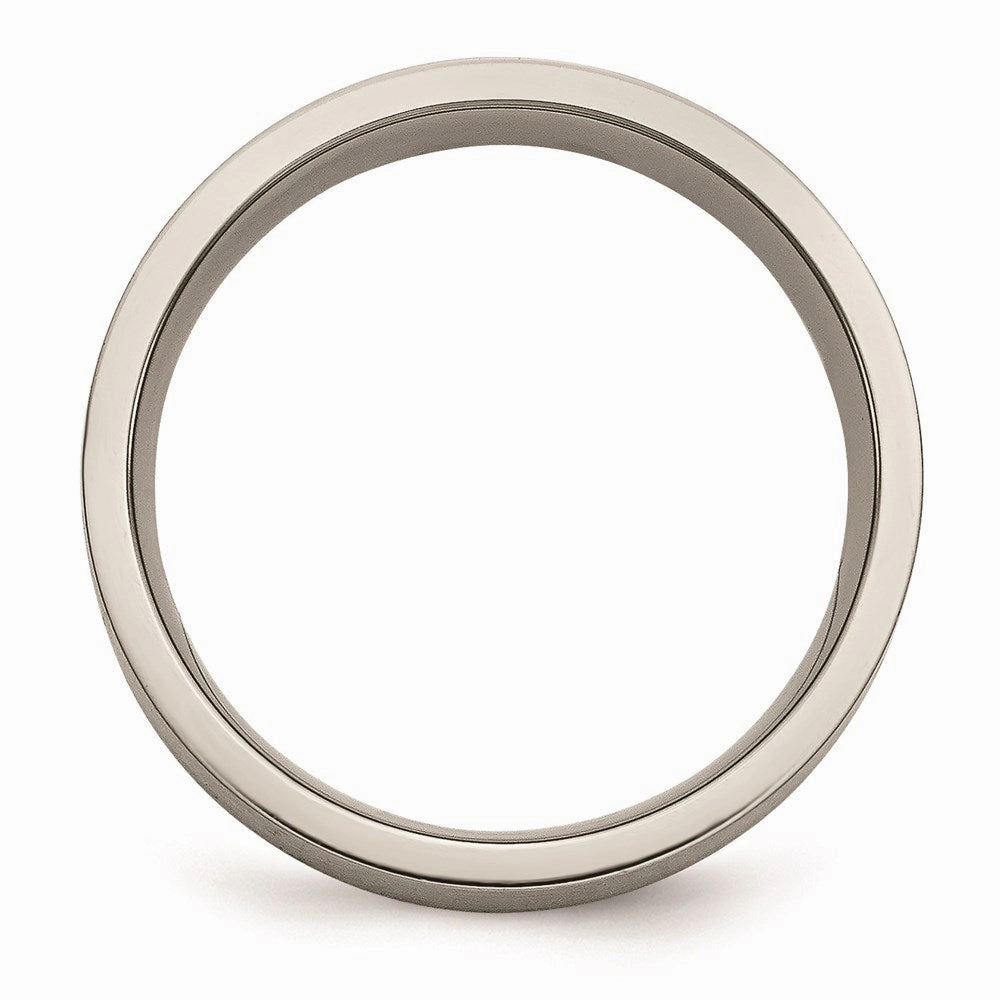 Titanium Flat 6mm Sterling Silver Inlay Brushed Band | TB367