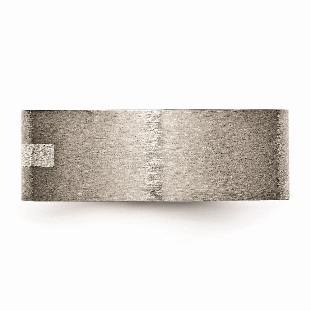 Titanium Flat 8mm Sterling Silver Inlay Brushed Band | TB368
