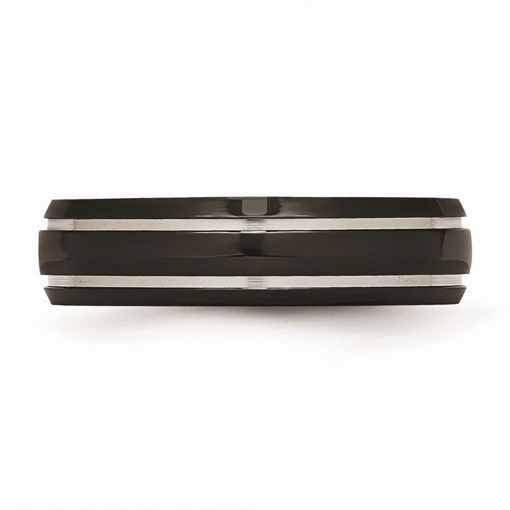 Titanium Grooved 6mm Black IP-plated Polished Band | TB317