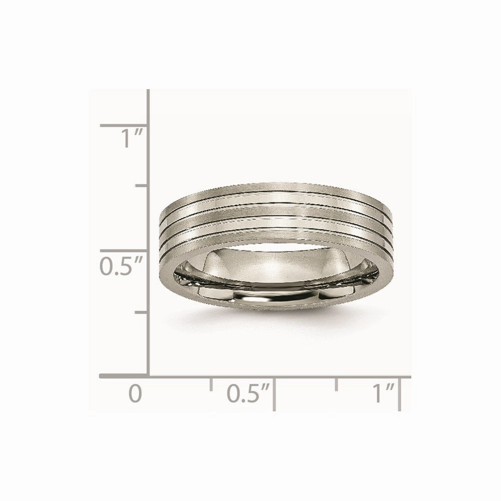 Titanium Grooved 6mm Brushed and Polished Band | TB186