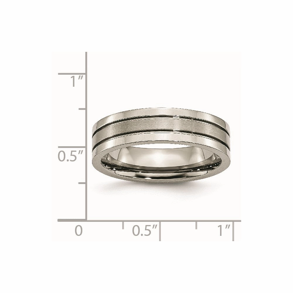 Titanium Grooved 6mm Brushed and Polished Band | TB59