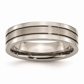 Titanium Grooved 6mm Brushed and Polished Band | TB59