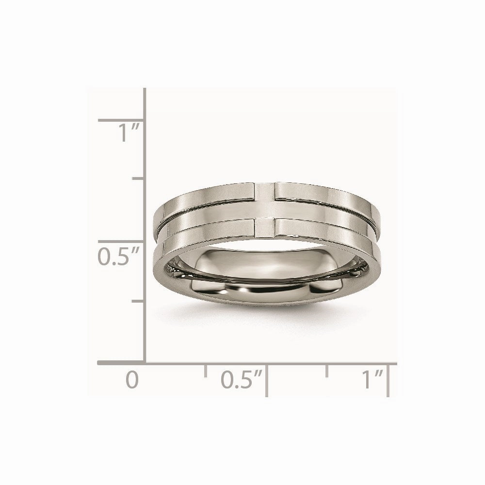 Titanium Grooved 6mm Polished Band | TB165