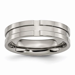 Titanium Grooved 6mm Polished Band | TB165
