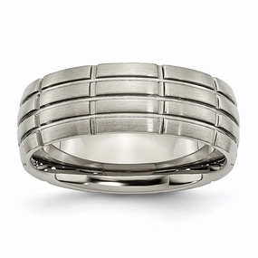 Titanium Grooved 8mm Brushed and Polished Band | TB183