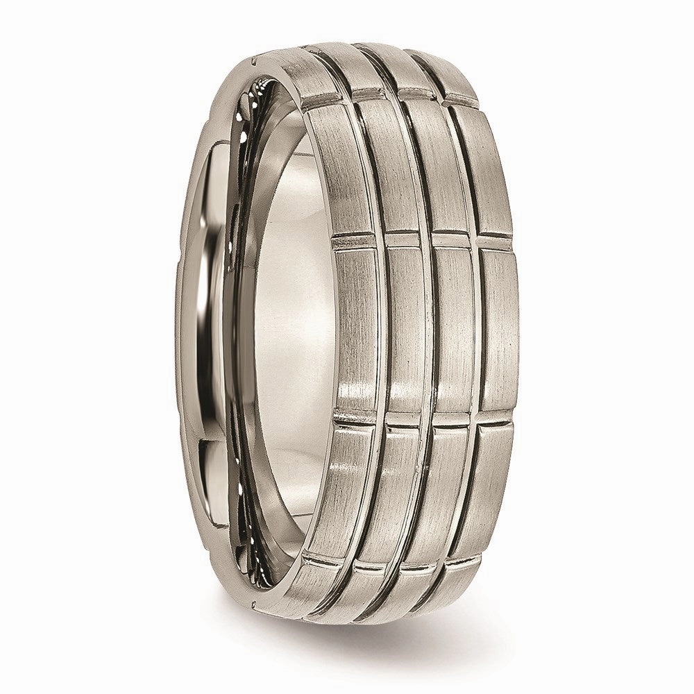 Titanium Grooved 8mm Brushed and Polished Band | TB183
