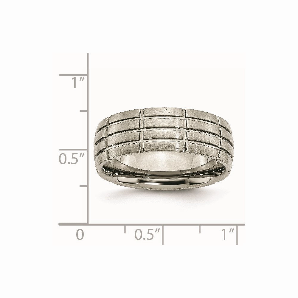 Titanium Grooved 8mm Brushed and Polished Band | TB183
