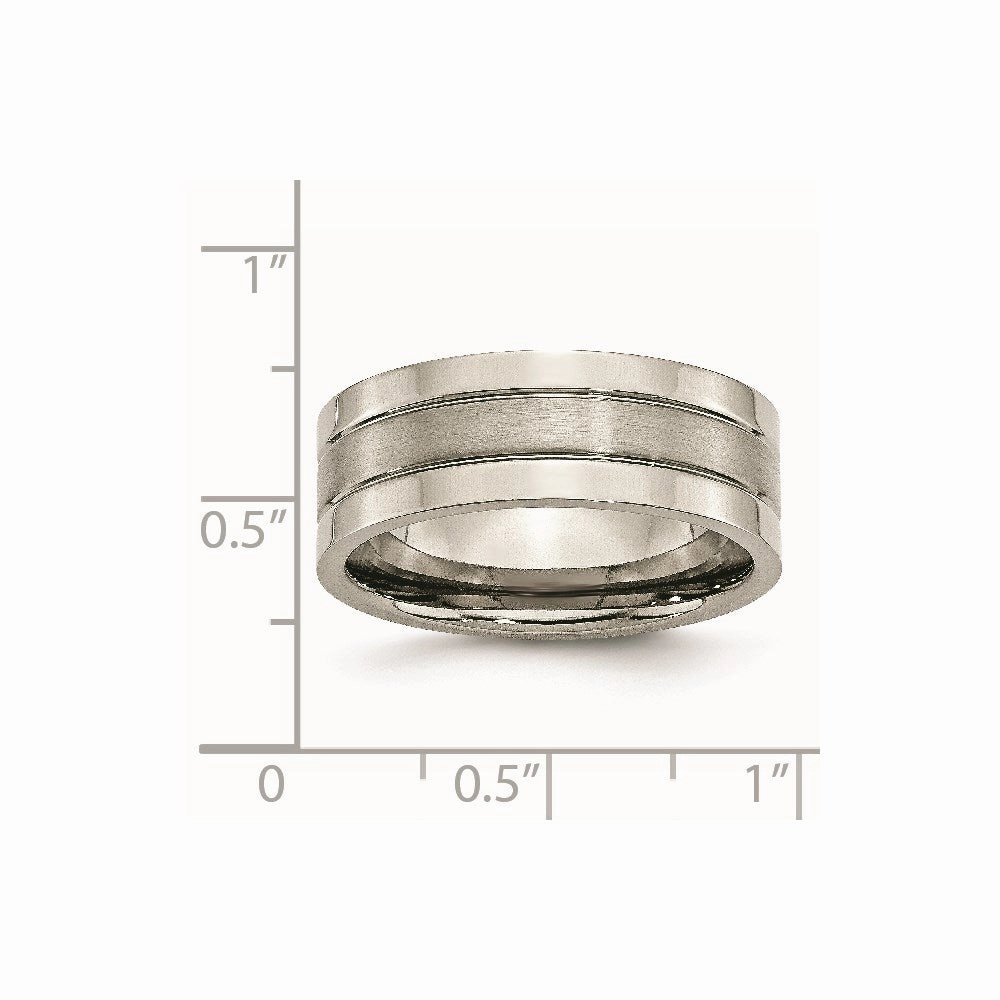 Titanium Grooved 8mm Brushed and Polished Band | TB189