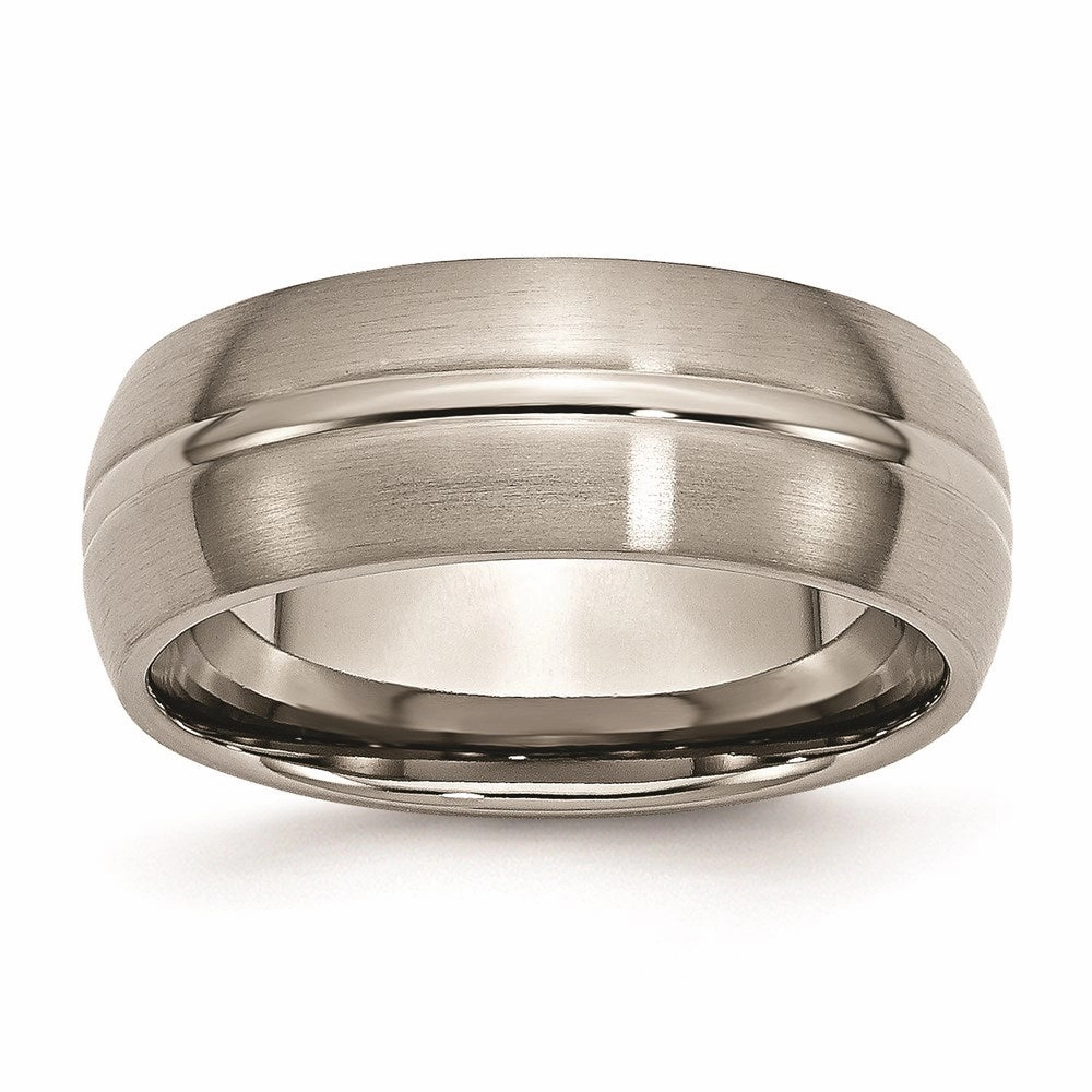 Titanium Grooved 8mm Brushed and Polished Band | TB49