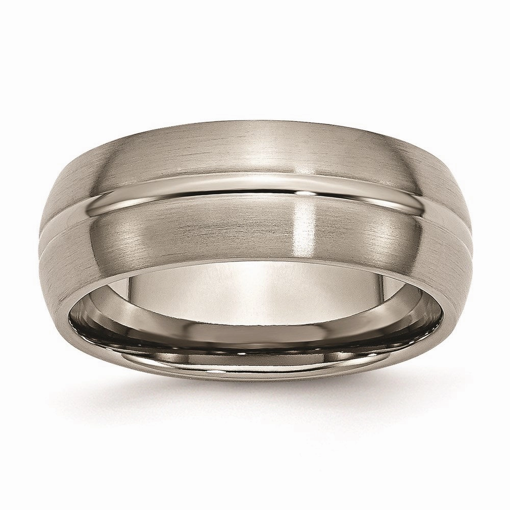 Titanium Grooved 8mm Brushed and Polished Band | TB49