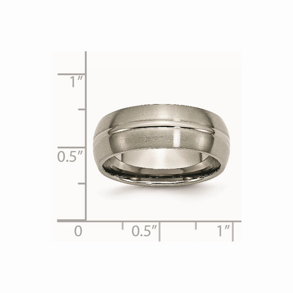 Titanium Grooved 8mm Brushed and Polished Band | TB49