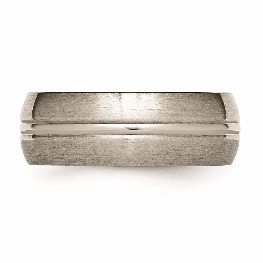 Titanium Grooved 8mm Brushed and Polished Band | TB49