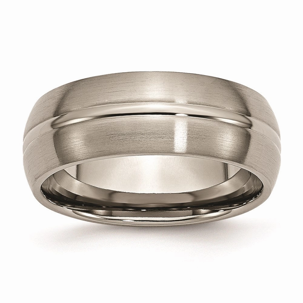 Titanium Grooved 8mm Brushed and Polished Band | TB49
