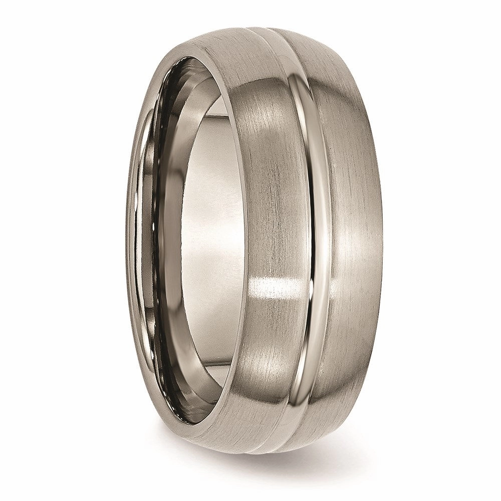 Titanium Grooved 8mm Brushed and Polished Band | TB49