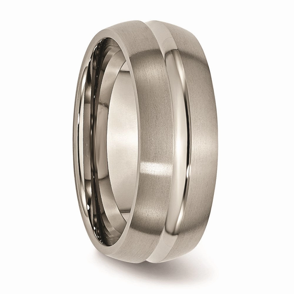 Titanium Grooved 8mm Brushed and Polished Band | TB51
