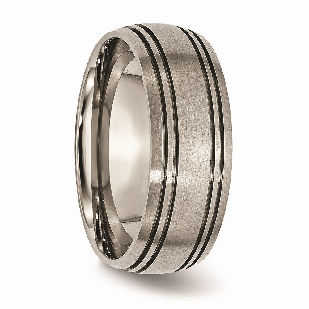 Titanium Grooved 8mm Satin Band | TB121