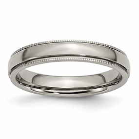 Titanium Grooved and Beaded Edge 4mm Polished Band | TB131