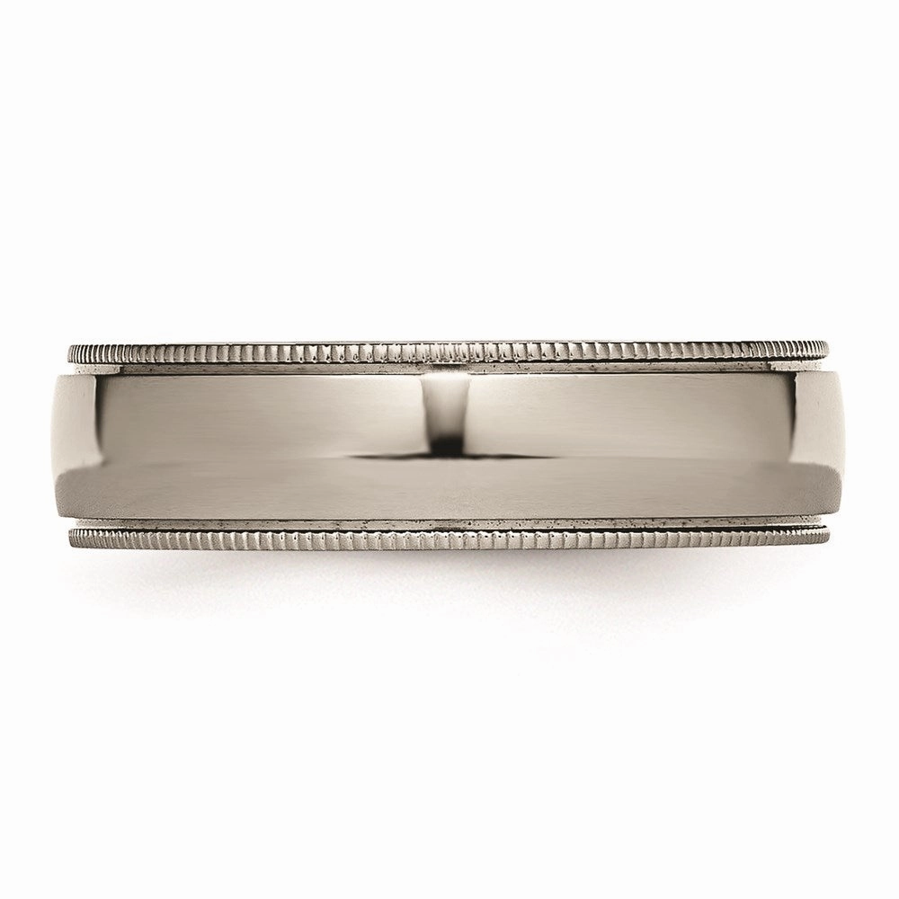 Titanium Grooved and Beaded Edge 6mm Polished Band | TB132