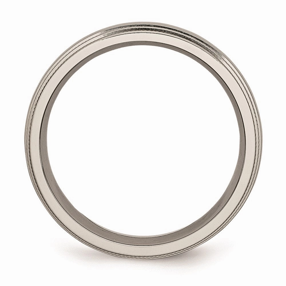 Titanium Grooved and Beaded Edge 6mm Polished Band | TB134