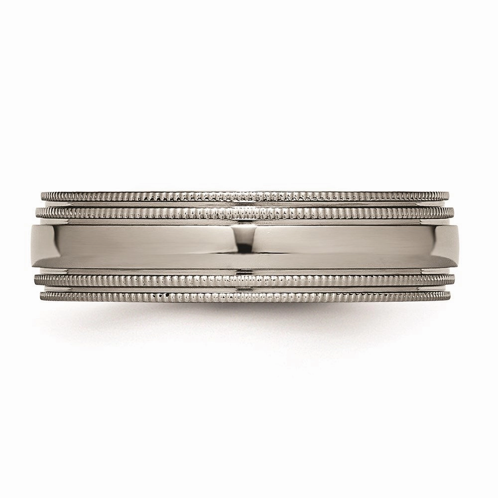Titanium Grooved and Beaded Edge 6mm Polished Band | TB134