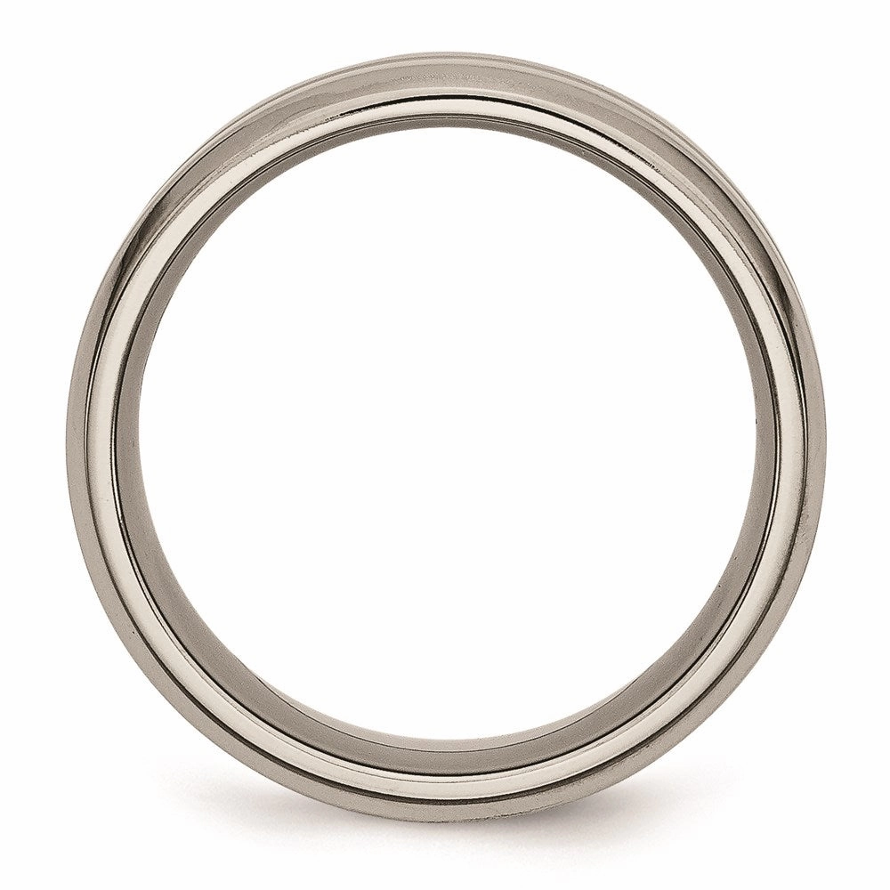 Titanium Grooved Beveled Edge 8mm Brushed and Polished Band | TB171