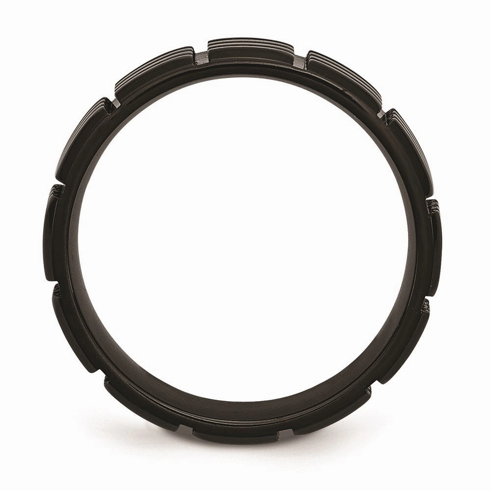 Titanium Grooved Black IP-plated 8mm Brushed Band | TB315