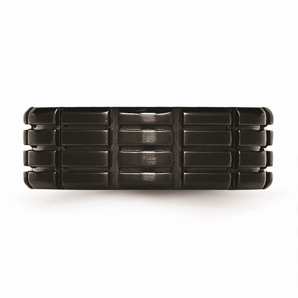 Titanium Grooved Black IP-plated 8mm Brushed Band | TB315