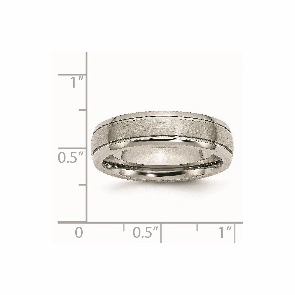 Titanium Grooved Edge 6mm Brushed and Polished Band | TB27